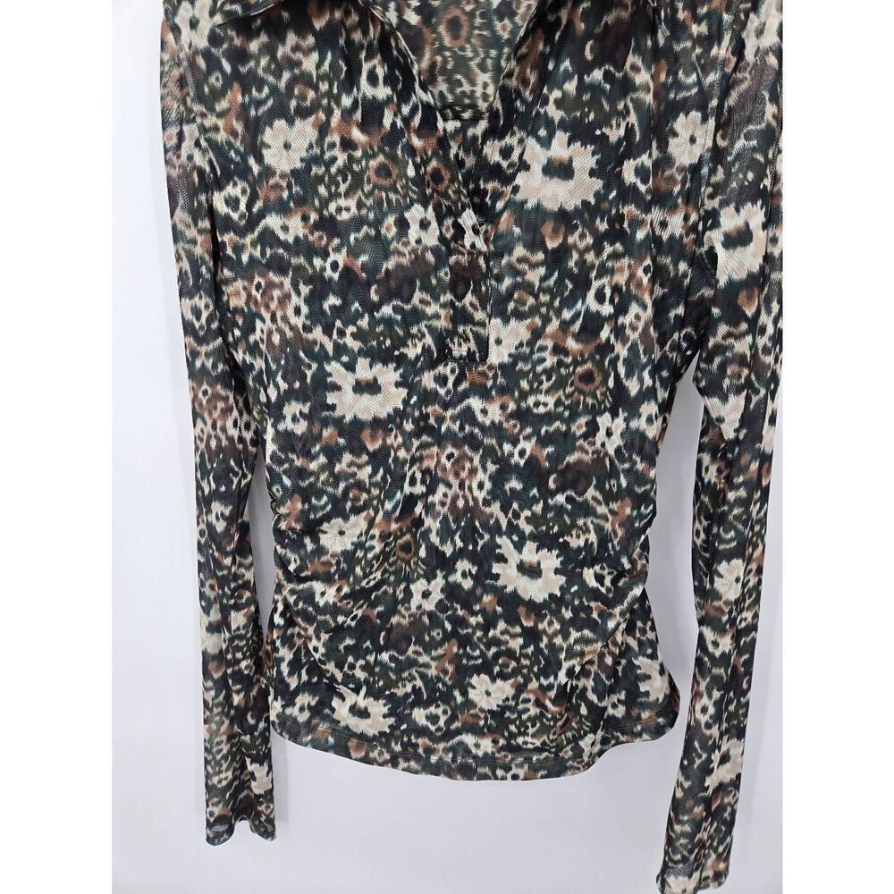 Madewell Long Sleeve Polo Size Large Floral Mesh Cottagecore - Picture 4 of 9
